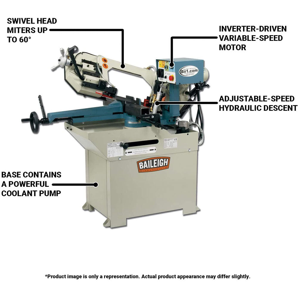 Baileigh, Baileigh 1001396 BS-250M 110V 8" Horizontal Metal Mitering Head Band Saw