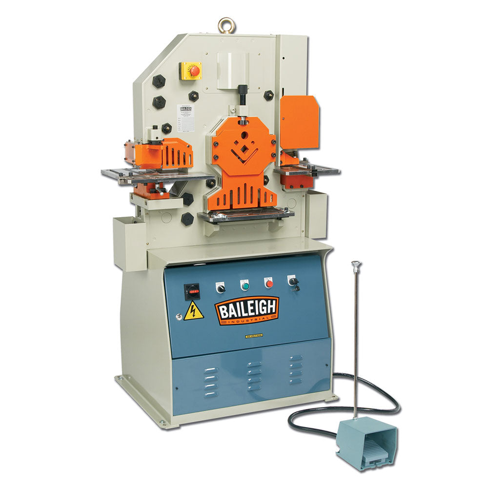 Baileigh, Baileigh 1007792 230V 220V 3PH 50 Ton 5 Station Ironworker w/ Welded Steel Plate