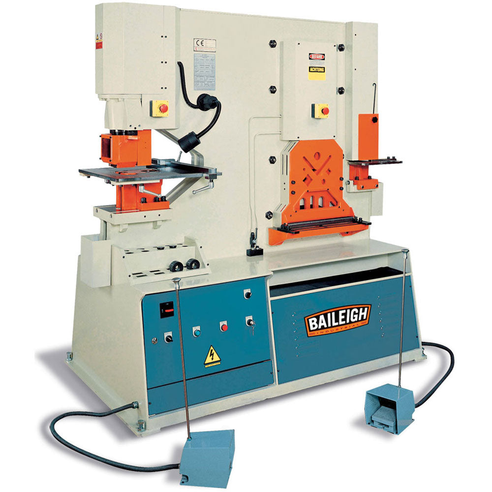 Baileigh, Baileigh 1007865 220V 3PH Dual Operator Ironworker w/ 95 Ton Punching Power