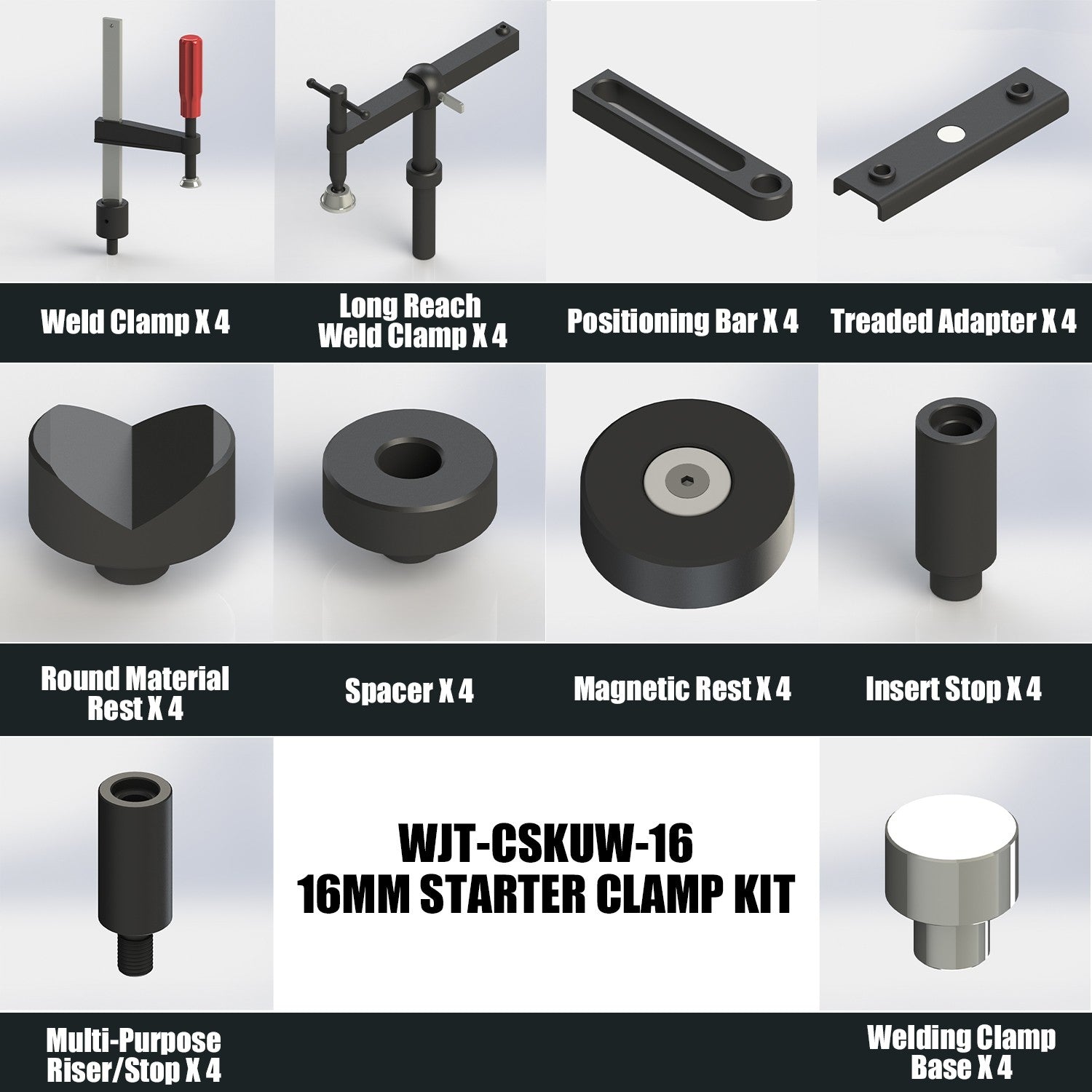 Baileigh, Baileigh WJT-CSKUW-16 Starter Clamp Kit for 16MM Tables