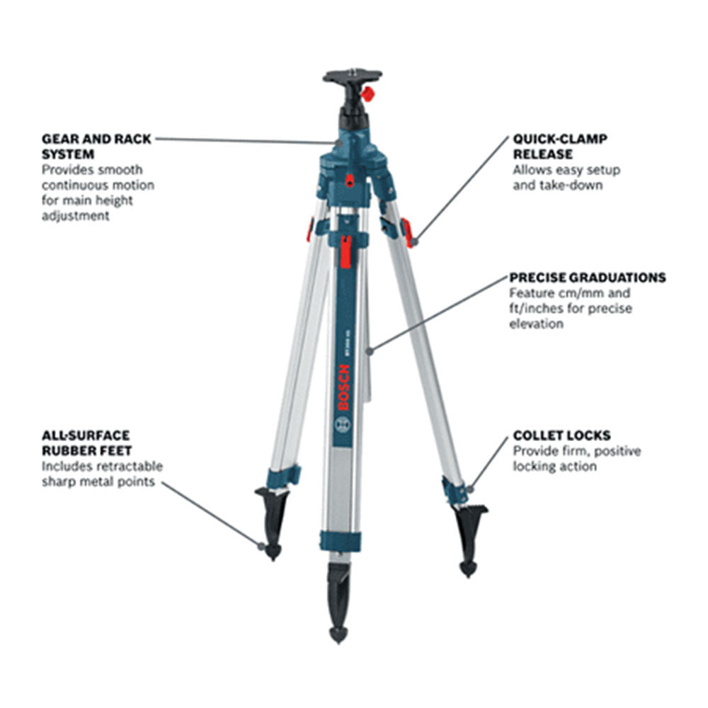 Bosch, Bosch BT300HD BT300 Alum Heavy Duty Elevator Quick Clamp Tripod