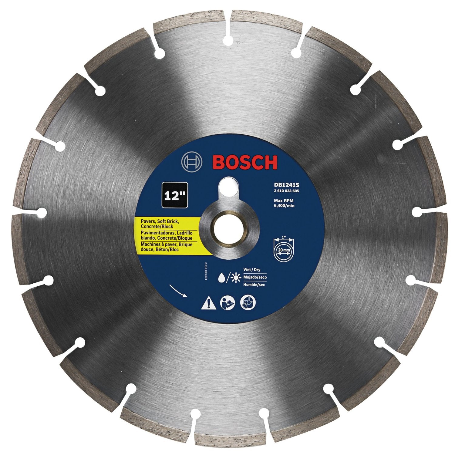 Bosch, Bosch DB1241S 12-Inch 20mm Arbor Tensioned Steel Segmented Rim Diamond Blade