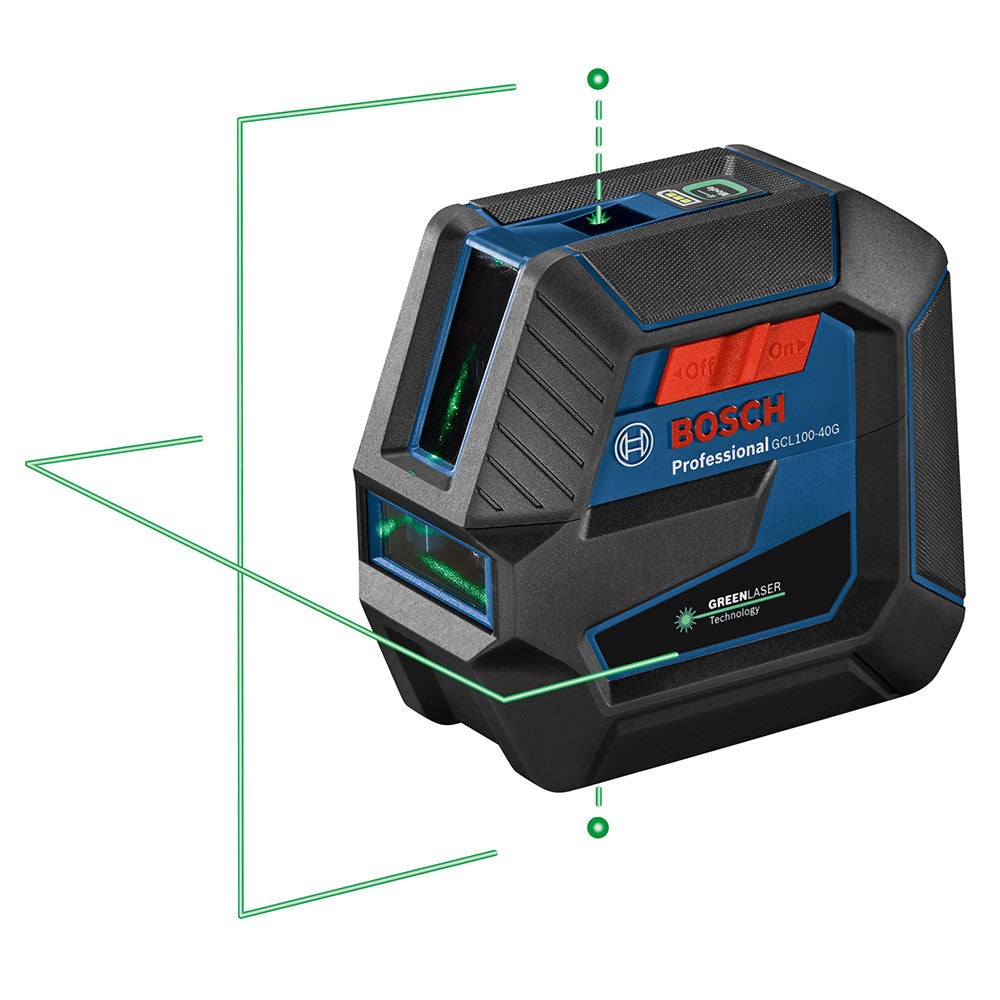 Bosch, Bosch GCL100-40G 165' Green Beam Self Leveling Cross Line Laser w/ Plumb Points