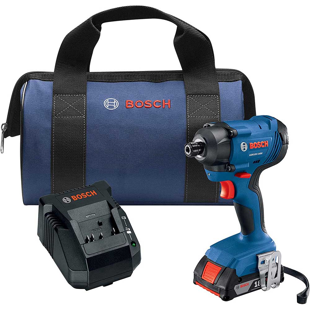 Bosch, Bosch GDR18V-1400B12 18V 1/4" Cordless Hex Impact Driver w/ Slimpack Battery