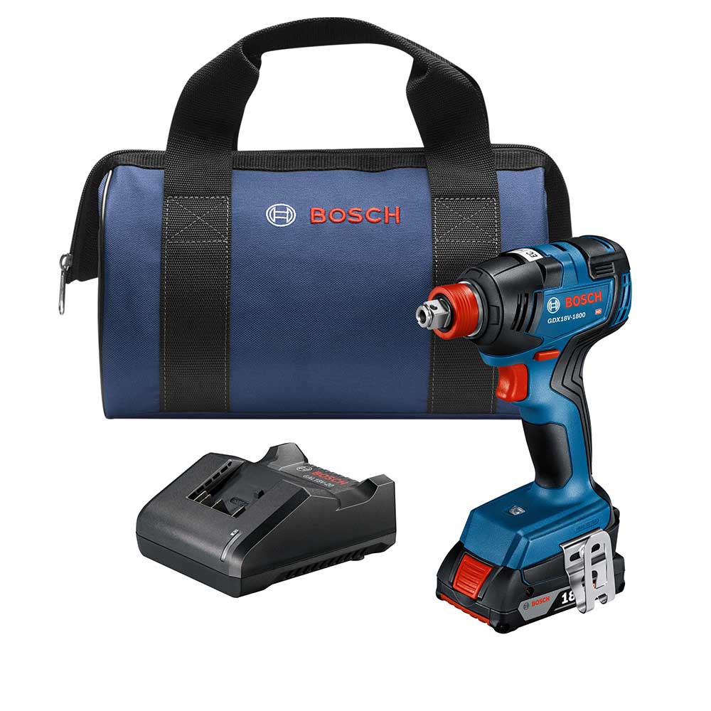 Bosch, Bosch GDX18V-1800B12 18V 1/4" EC Brushless Impact Wrench Kit w/ 2.0 Ah Battery