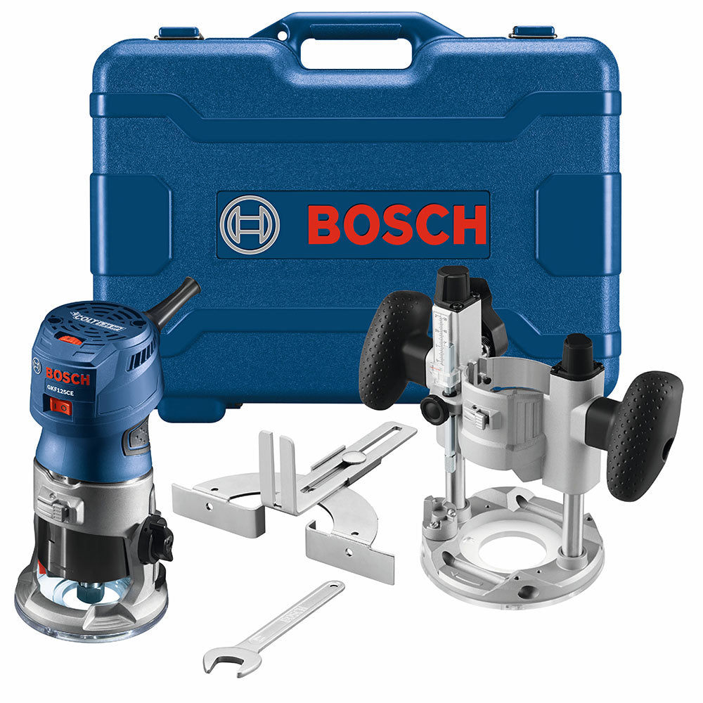 Bosch, Bosch GKF125CEPK 1.25 HP Variable Speed Palm Router Combo Kit w/LED