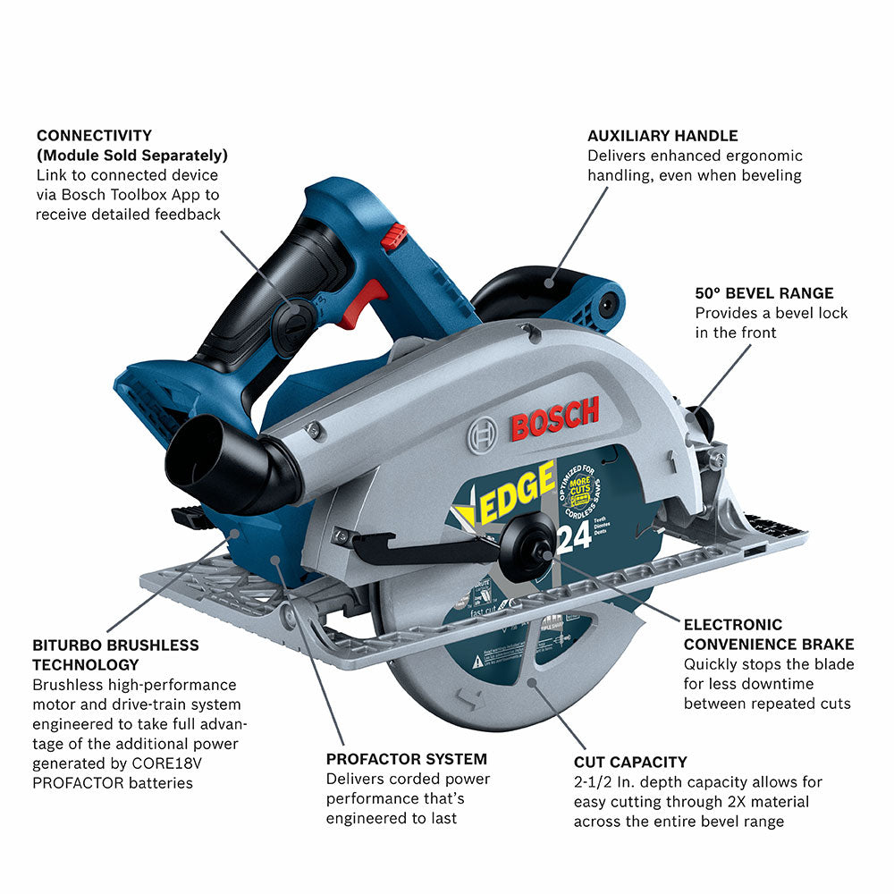 Bosch, Bosch GKS18V-25CN 18V PROFACTOR 7-1/4" Strong Arm Circular Saw - Bare Tool