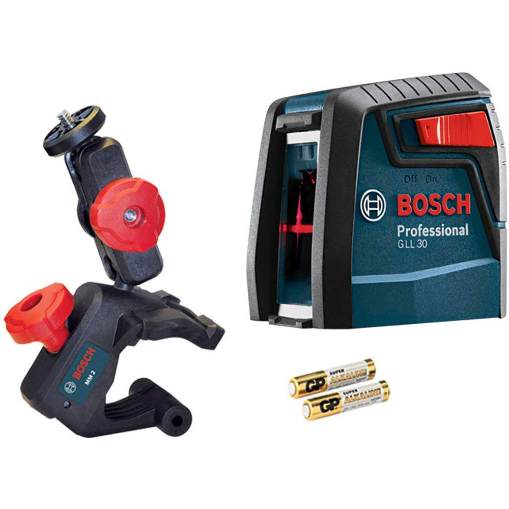 Bosch, Bosch GLL30 30-foot Self Leveling Red Beam Cross Line Laser w/ Clamping Mount