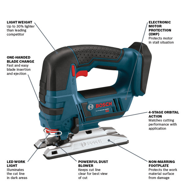 Bosch, Bosch JSH180B-KITBAT18V 3-1/2" Cordless Jigsaw w/ 4.0 Ah Battery