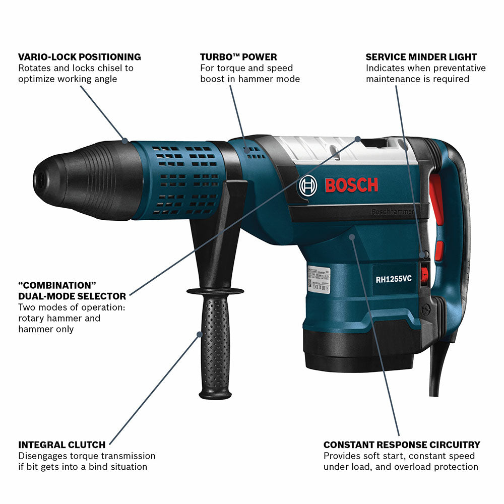 Bosch, Bosch RH1255VC 120V 2" Corded SDS-max Heavy Duty Rotary Hammer