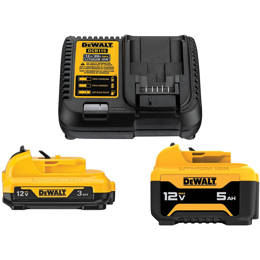 DeWALT, DeWALT DCB135C 12V Starter Kit w/ 3Ah Battery, 5Ah Battery, and Charger