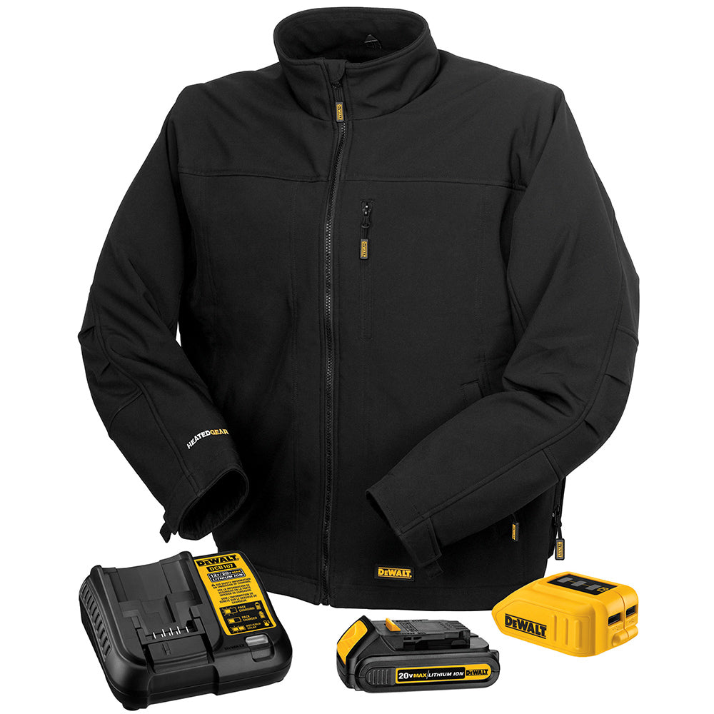 DeWALT, DeWALT DCHJ060ABD1-L 20V Heated Soft Shell Jacket Kit, Black, Large