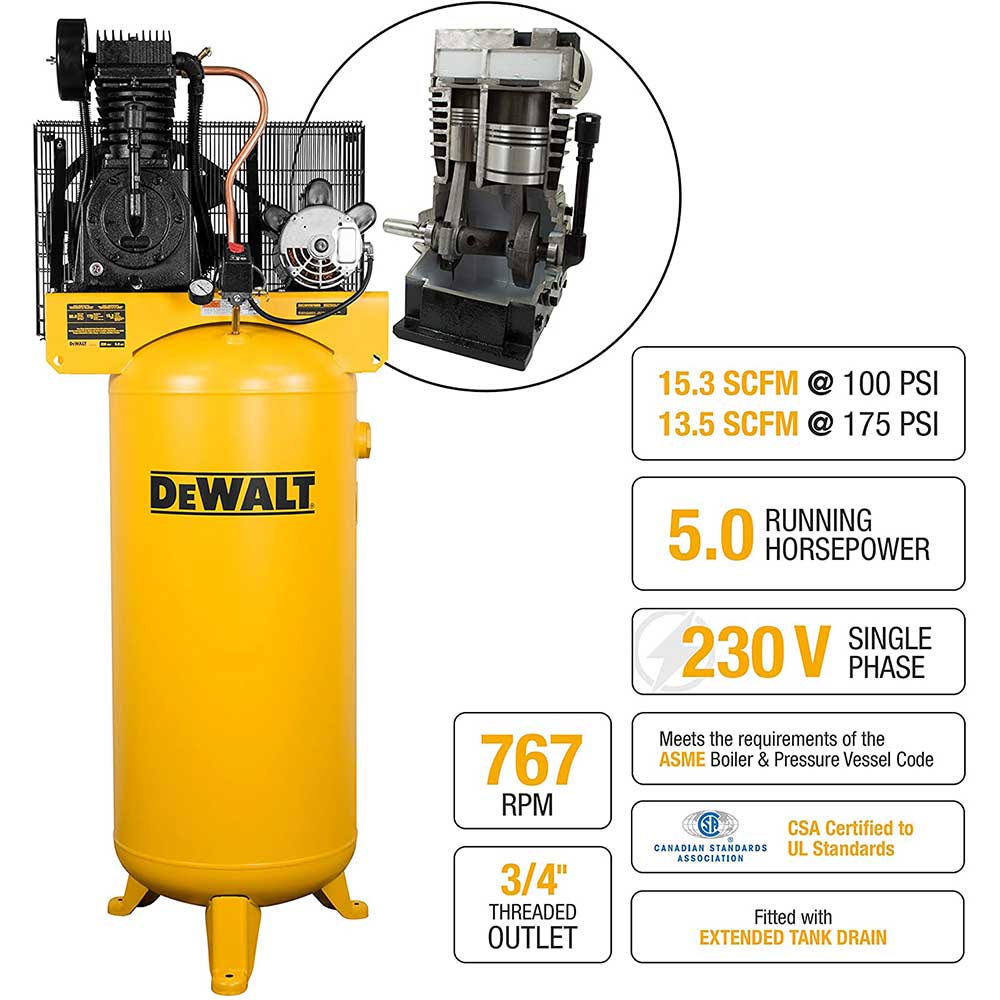 DeWALT, DeWALT DXCMV5076055 60 Gallon 175 PSI Stationary Electric Air Compressor