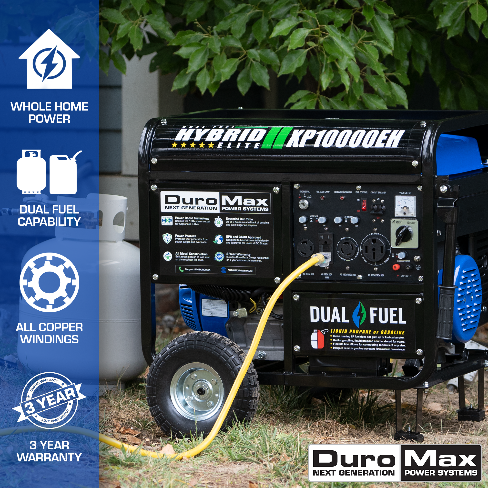 DuroMax, DuroMax XP10000EH 10,000 Watt Portable Dual Fuel Gas Propane Generator