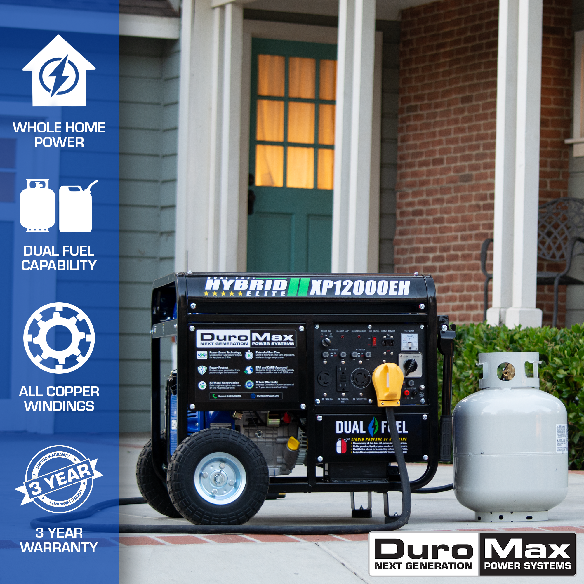 DuroMax, DuroMax XP12000EH 12,000 Watt Portable Dual Fuel Gas Propane Generator