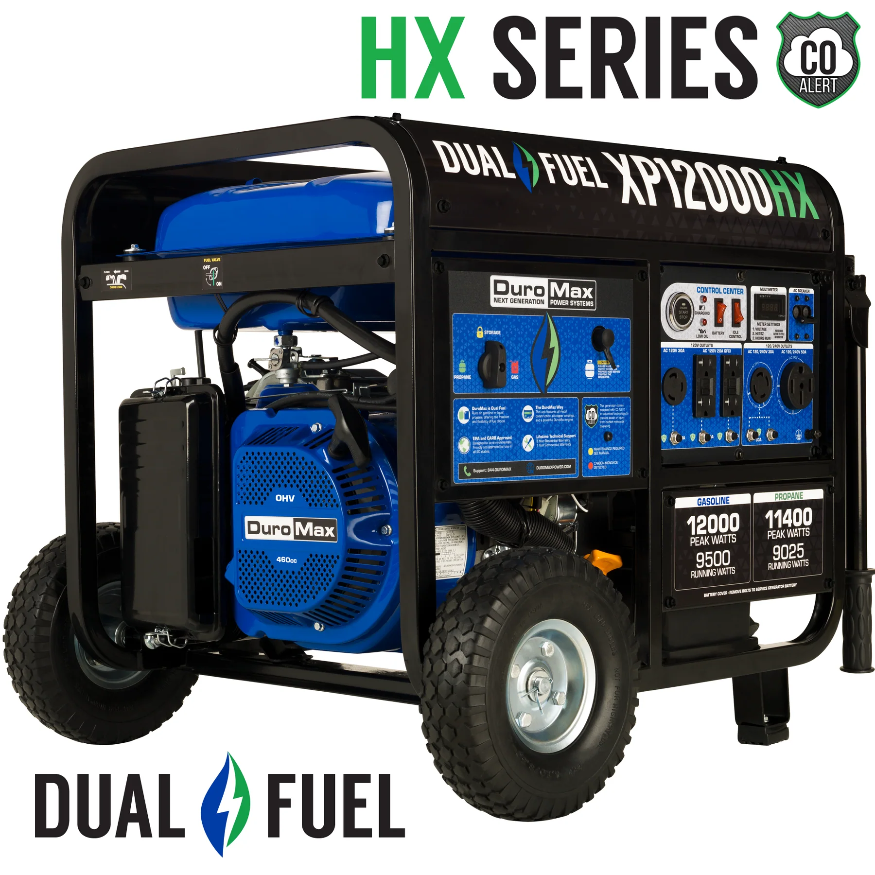 DuroMax, DuroMax XP12000HX 12,000 Watt Portable Dual Fuel Gas Propane CO Alert Generator