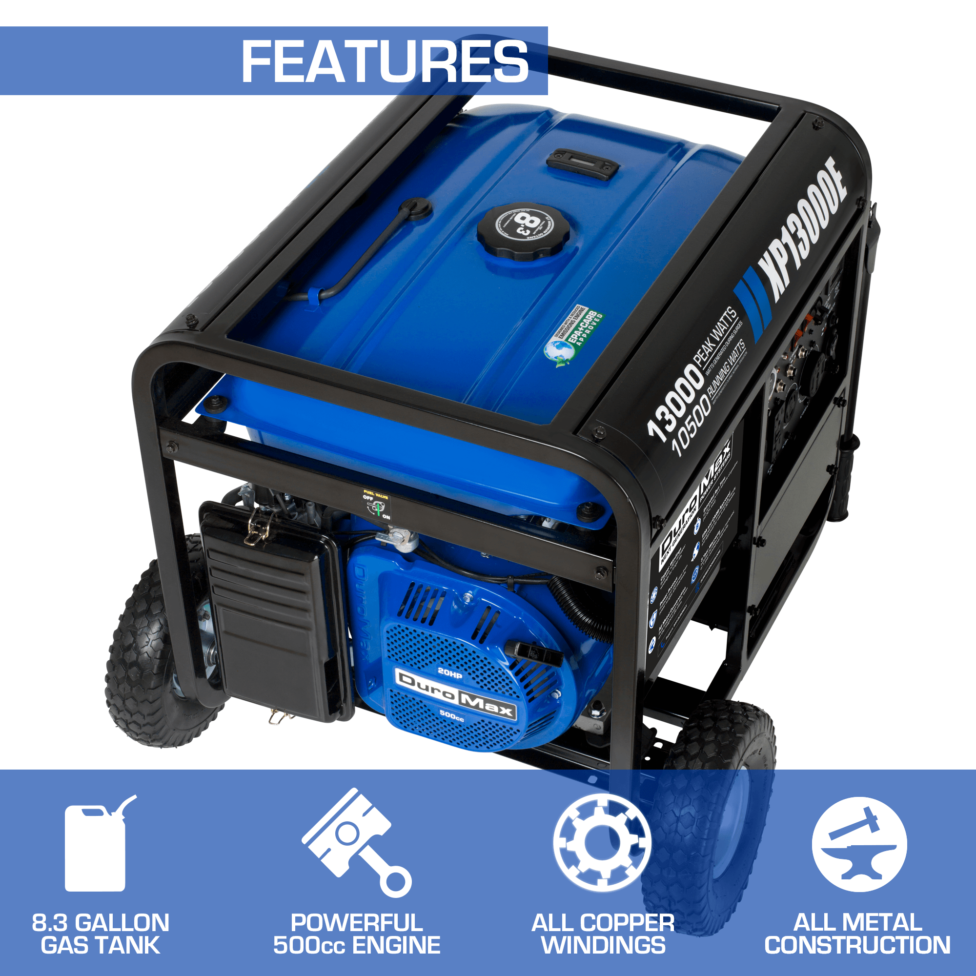 DuroMax, DuroMax XP13000E 13,000 Watt Portable Gas Powered Generator