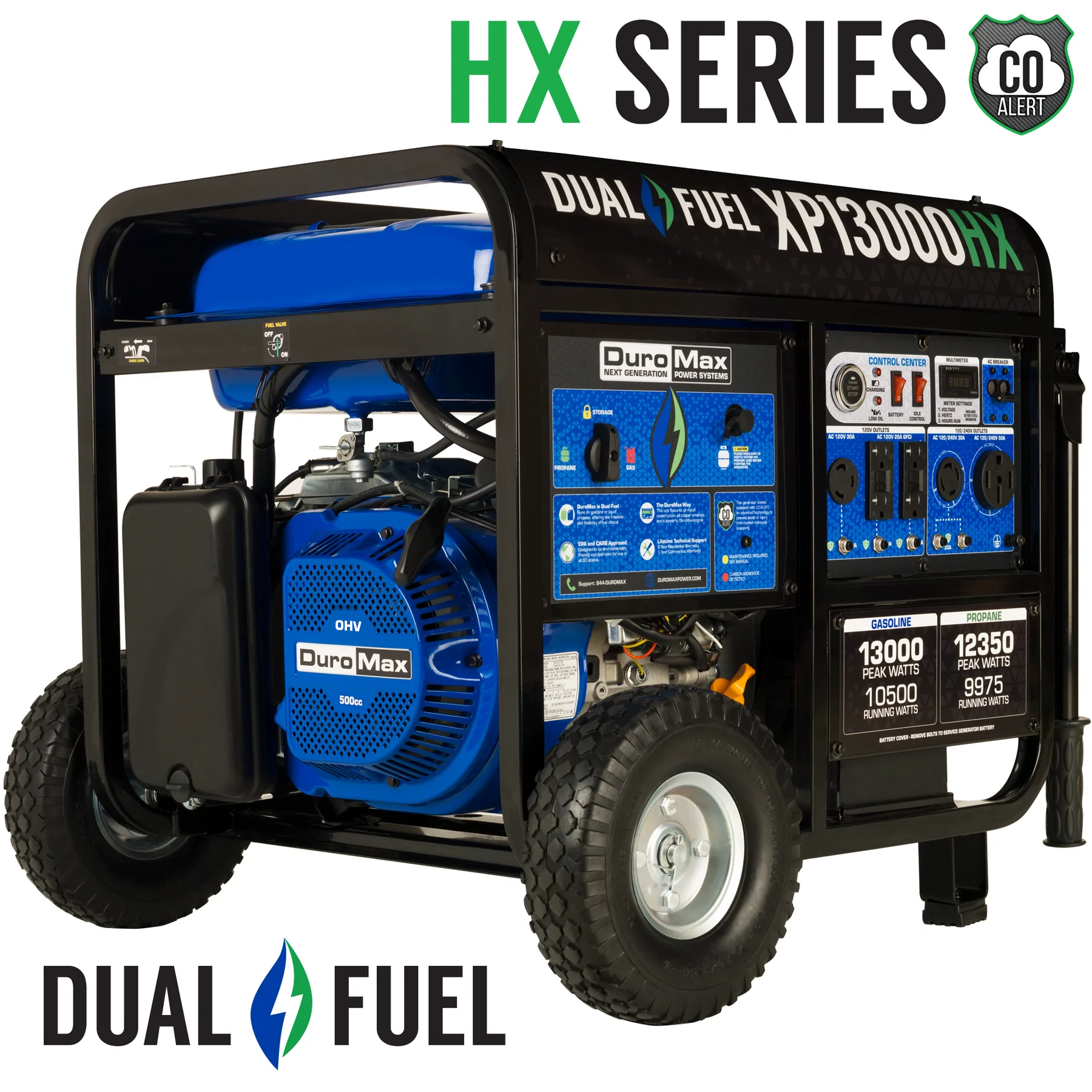 DuroMax, DuroMax XP13000HX 13,000 Watt Portable Dual Fuel Gas Propane CO Alert Generator