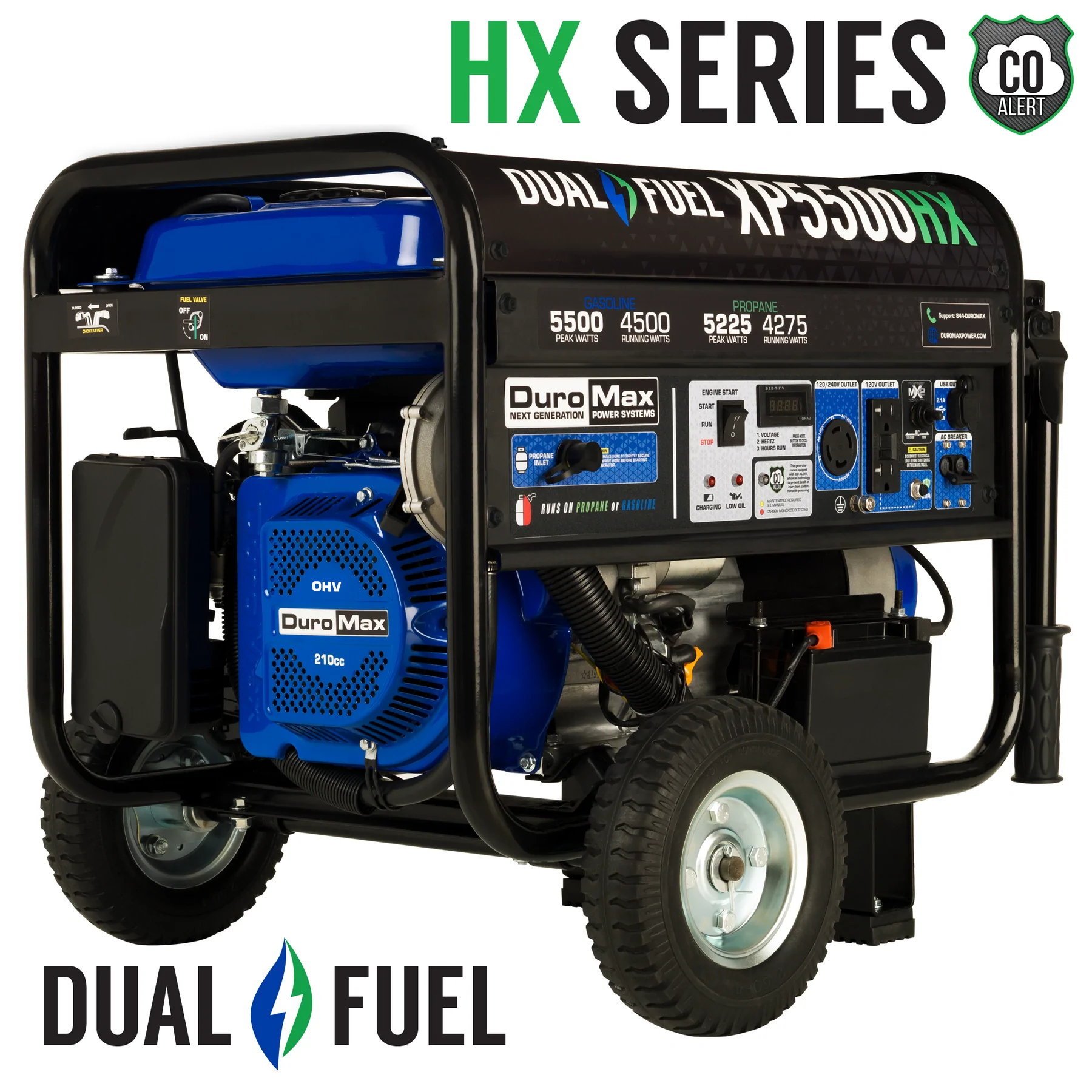 DuroMax, DuroMax XP5500HX 5,500 Watt Portable Dual Fuel Gas Propane CO Alert Generator