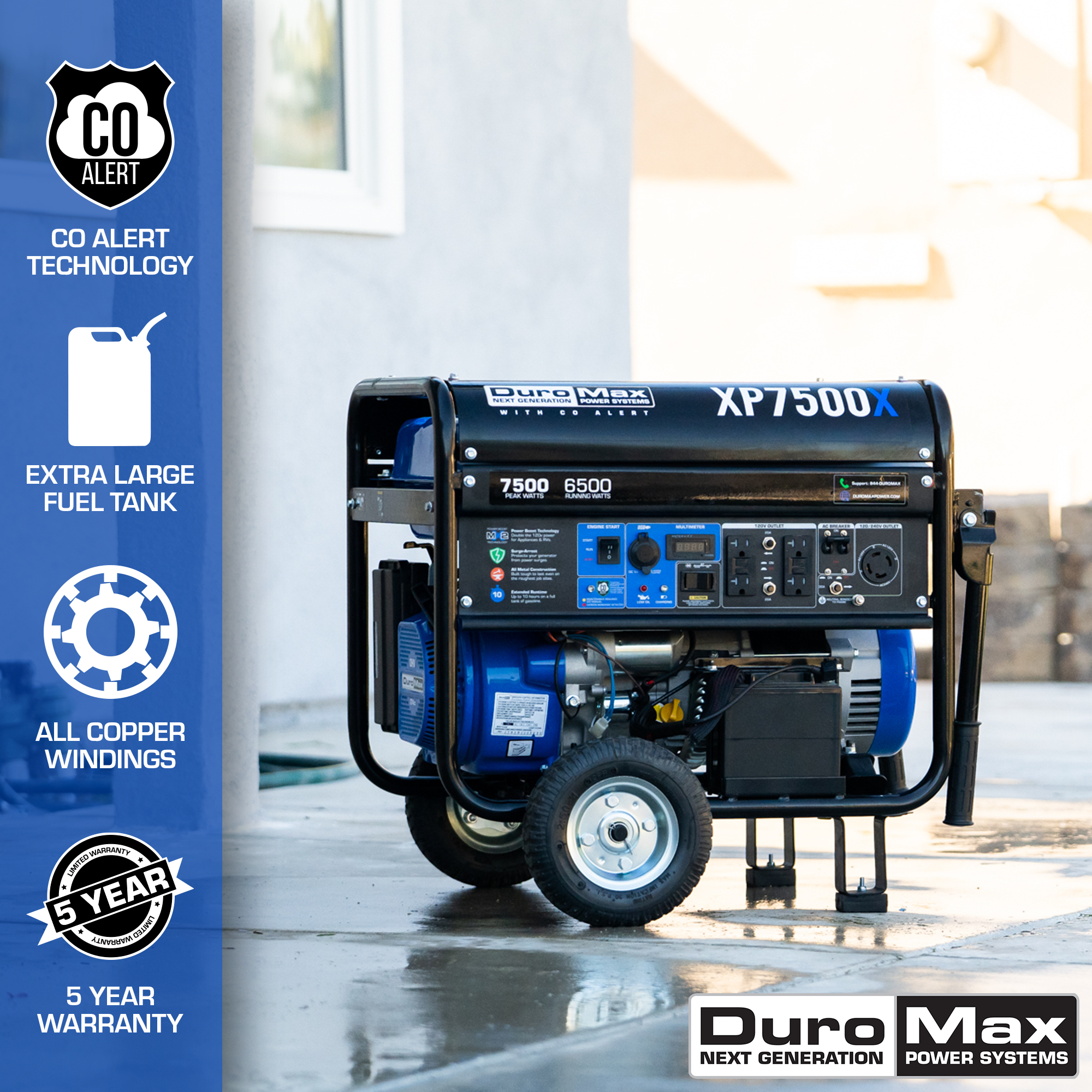 DuroMax, DuroMax XP7500X 7,500 Watt Gasoline Portable Generator w/ CO Alert