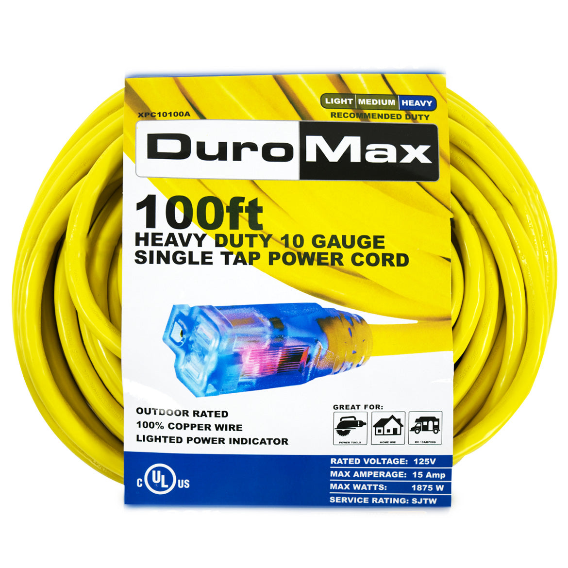 DuroMax, DuroMax XPC10100A 100-Foot 10 Gauge Single Tap Extension Power Cord