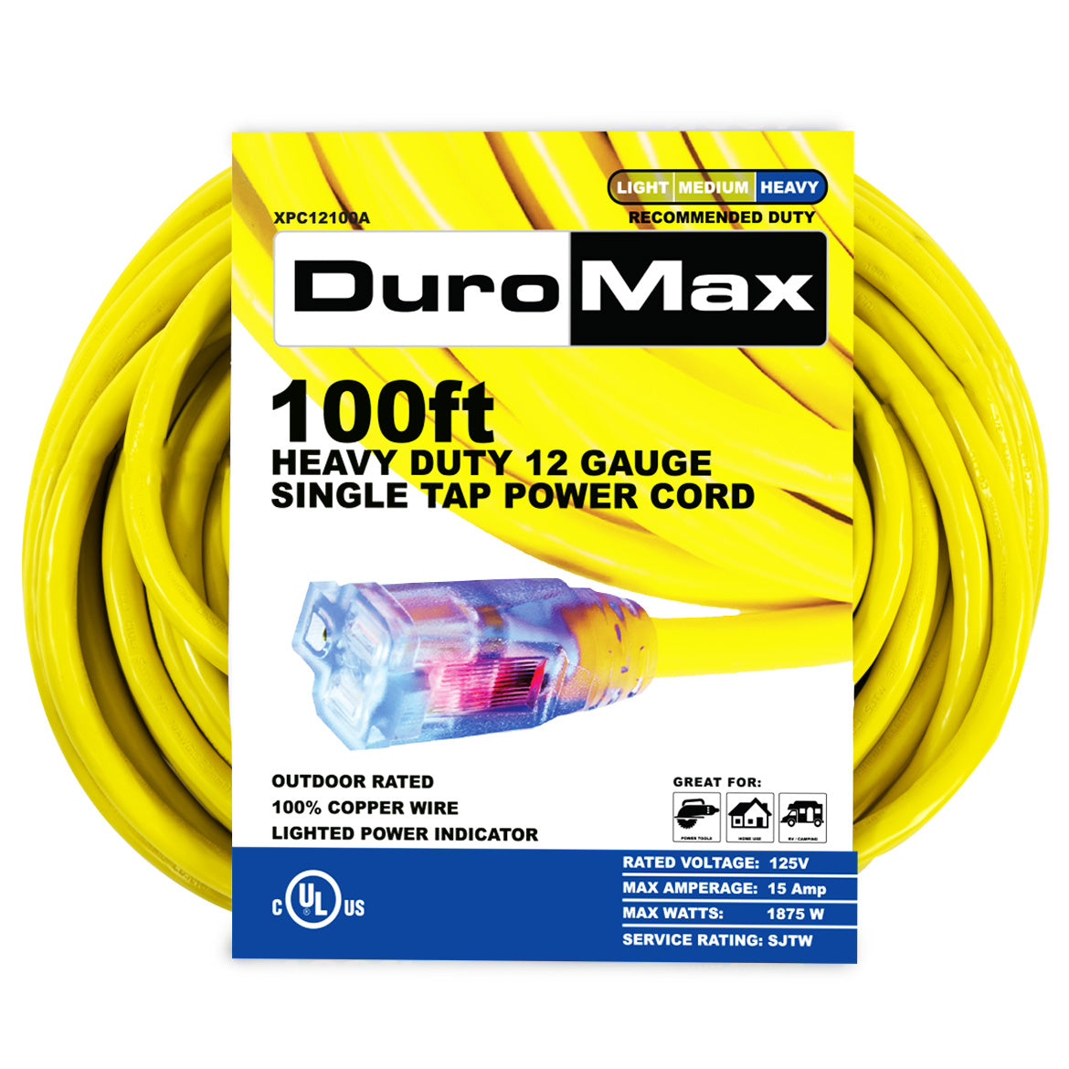 DuroMax, DuroMax XPC12100A 100-Foot 12 Gauge Single Tap Extension Power Cord