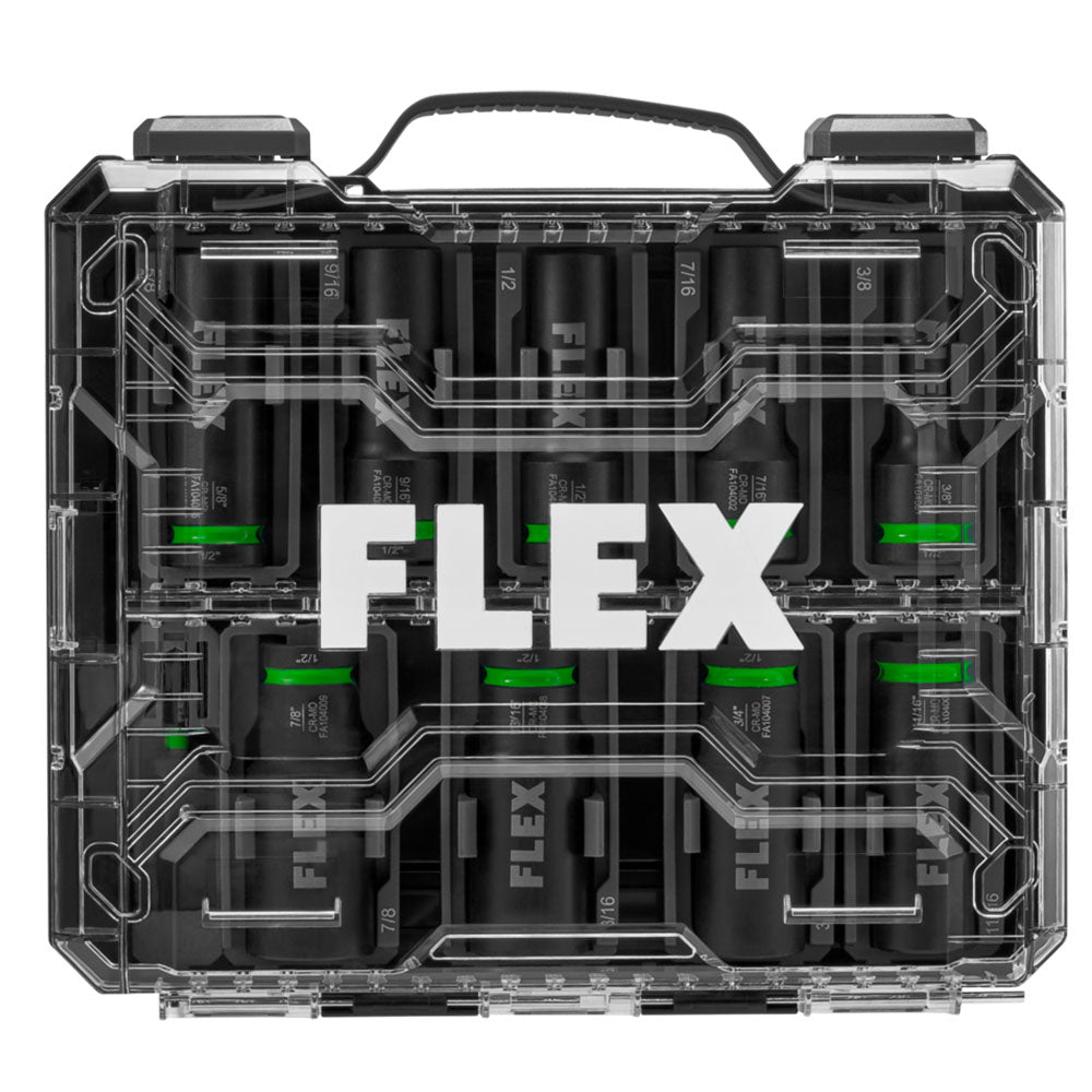 Flex, Flex FAM10401-10 1/2" Thin Wall Deep Well 6-point Drive Impact Socket Set -10 PC