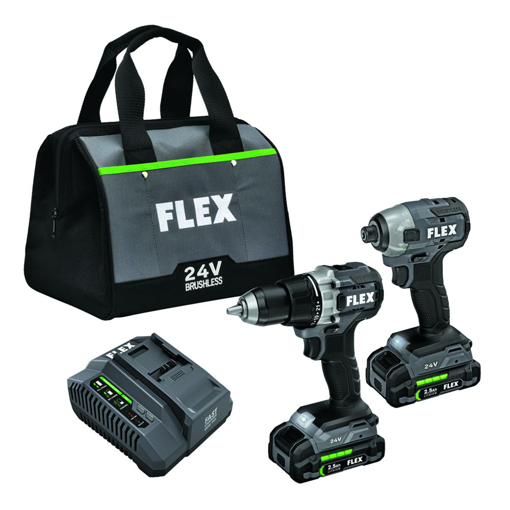 Flex, Flex FXM201-2A 24V Brushless 2 Tool Drill Driver and Impact Driver Combo Kit