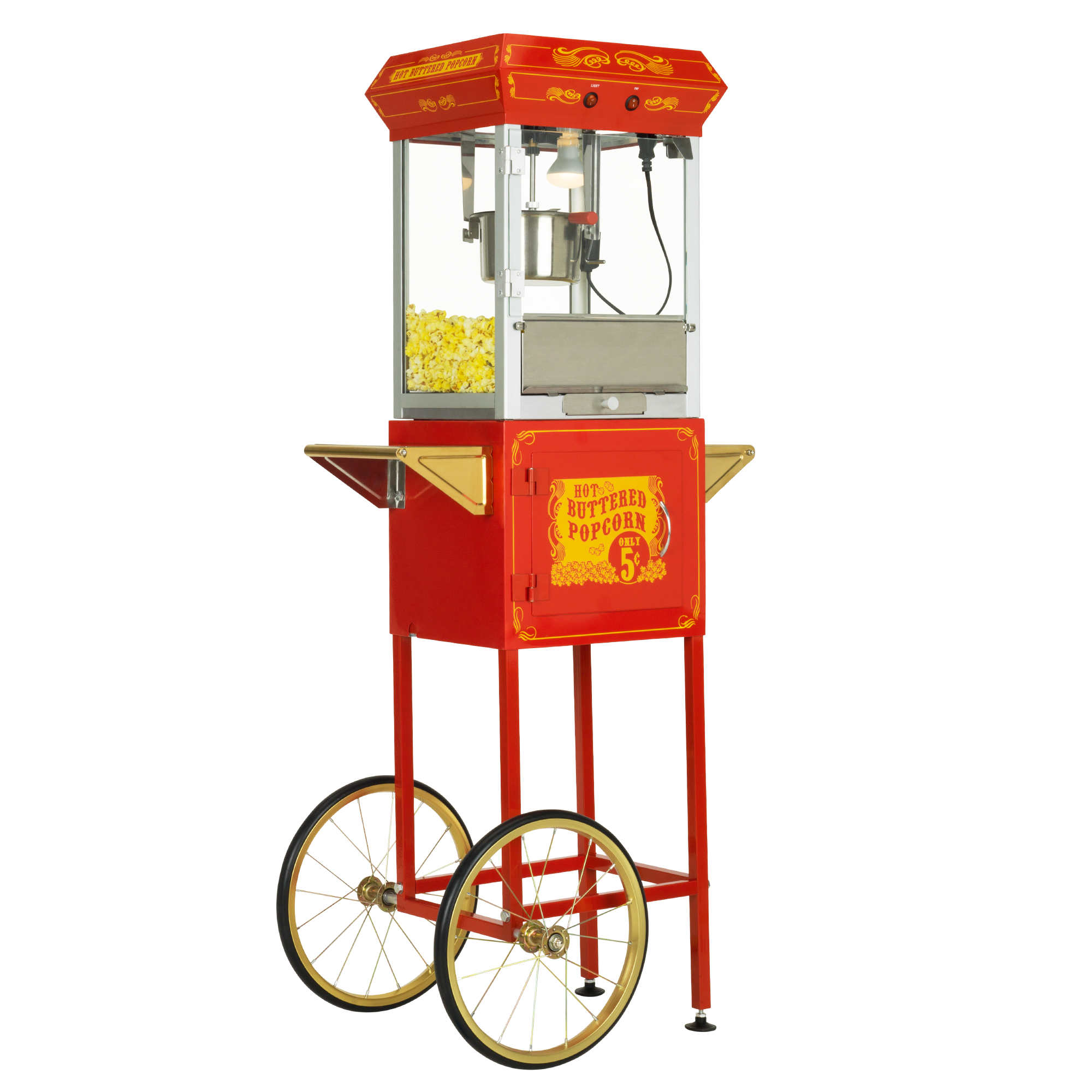 FunTime, FunTime FT454CR 4oz Red Popcorn Popper Machine Maker Cart Vintage Style