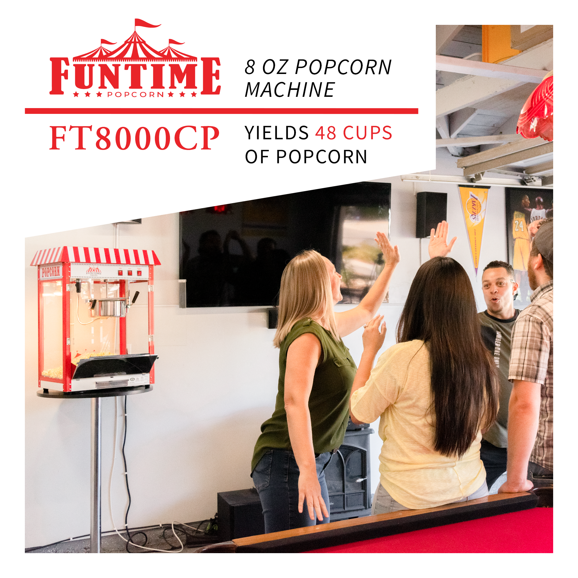 FunTime, FunTime FT8000CP 8 OZ Commercial Style Carnival Bar Style Popcorn Popper Machine