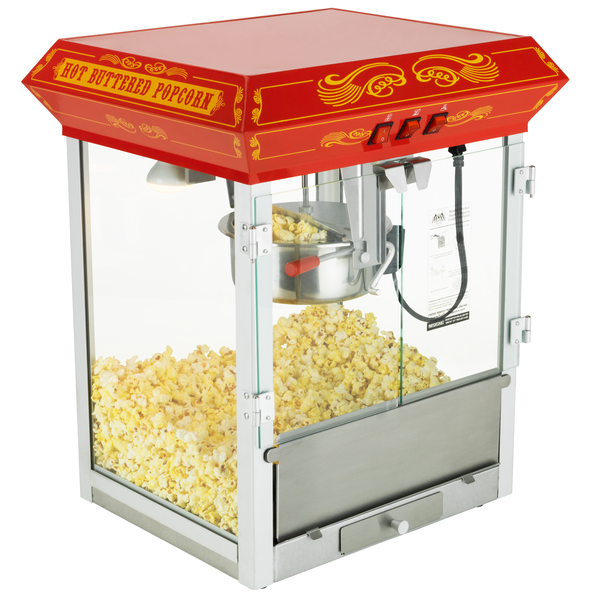 FunTime, FunTime FT825CR 8oz Red Bar Table Top Popcorn Popper Maker Machine