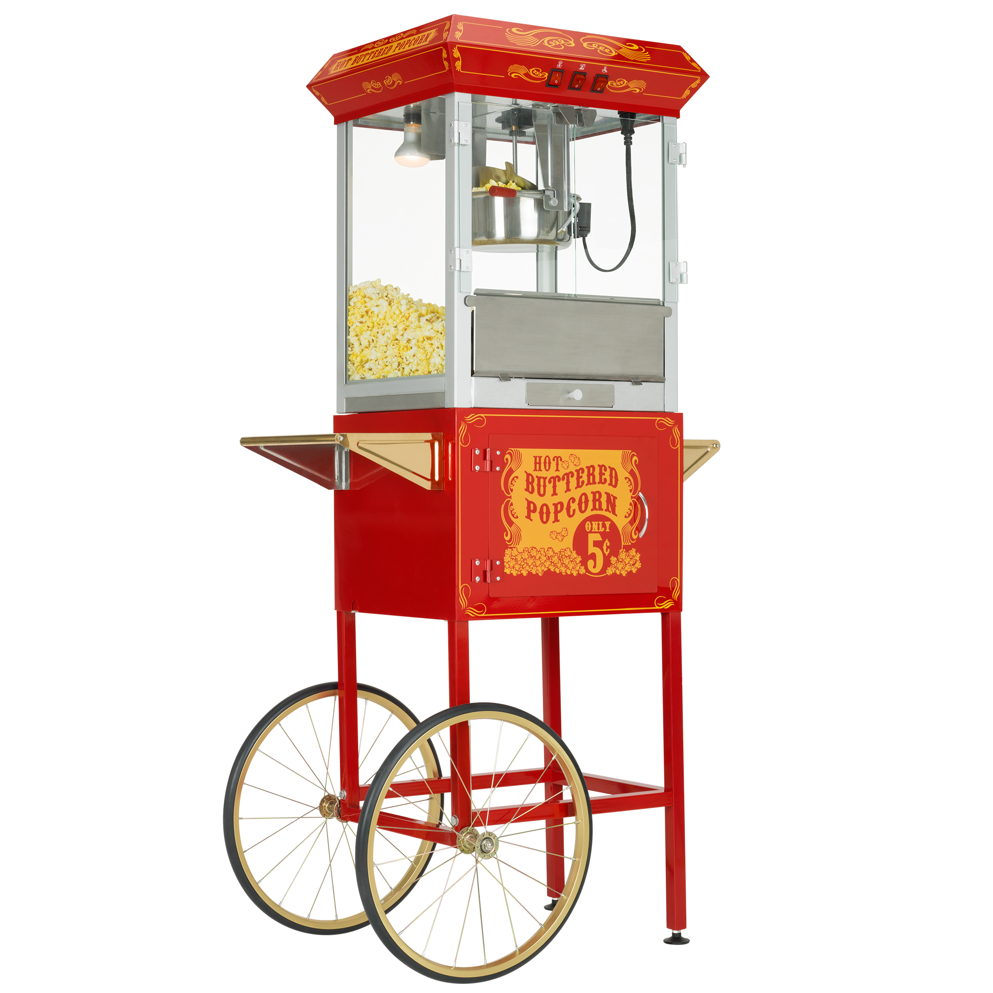 FunTime, FunTime FT860CR 8oz Premium Red/Gold Popcorn Popper Machine Maker Cart Vintage