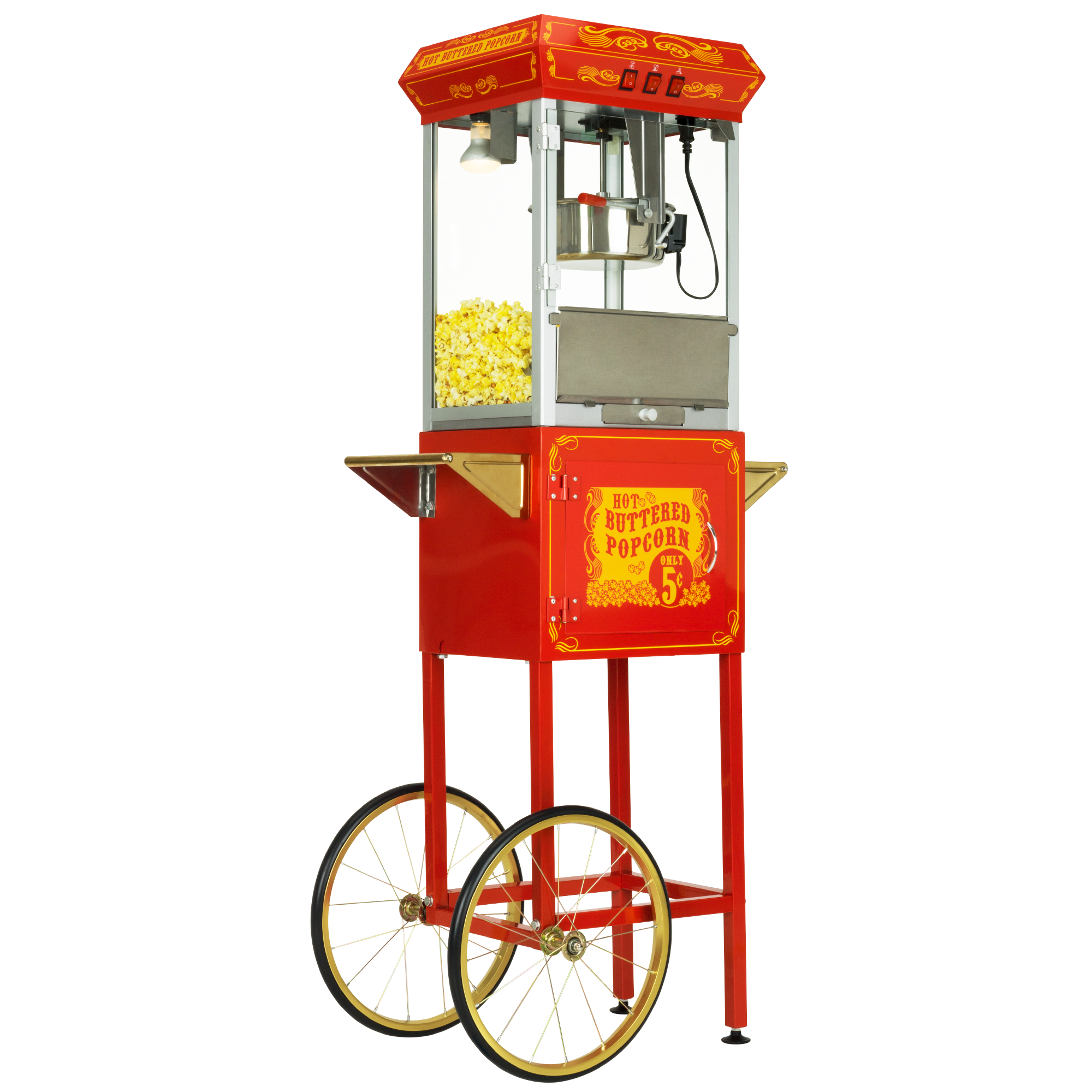 FunTime, FunTime FT862CR 8oz Red Popcorn Popper Machine Maker Cart Vintage Style