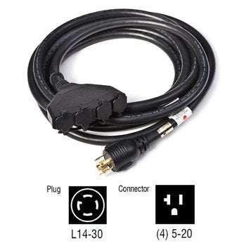 Generac, Generac GNC-6112 30-Amp 4-Prong 20' 10-Gauge Cord Convenience Cord W/ 4 Outlets