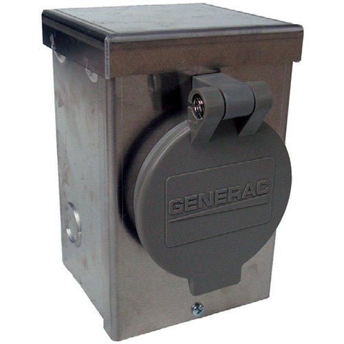 Generac, Generac GNC-6346 30 Amp 125/250V Aluminum Power Inlet Box W/ Spring-Loaded Lid