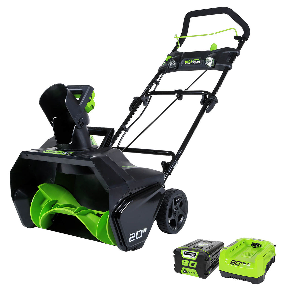 GreenWorks, GreenWorks 2600402 80-Volt 20-Inch 2Ah Lithium-Ion Cordless Snow Thrower Kit