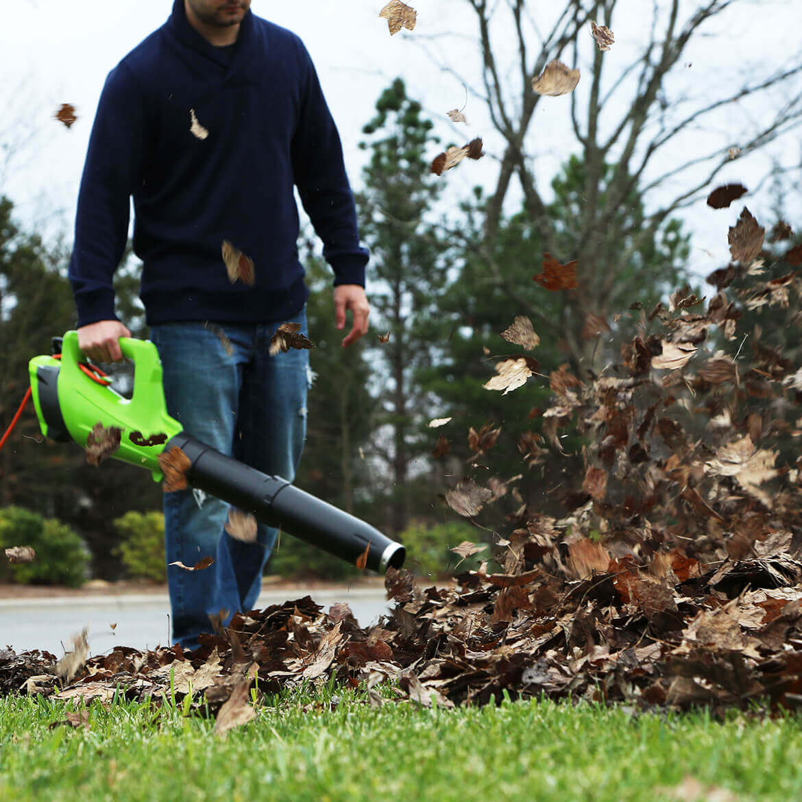 GreenWorks, GreenWorks BA09B00 9-Amp 530-Cfm Heavy Duty Corded Axial Leaf Blower - 2400902