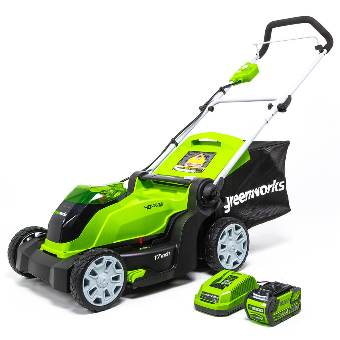 GreenWorks, GreenWorks MO40B411 40-Volt 17-Inch Cordless Brushed Lawn Mower Kit - 2508302