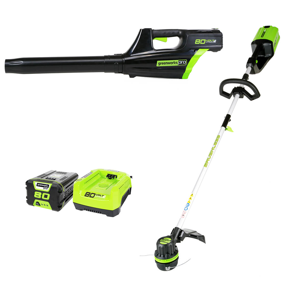 GreenWorks, GreenWorks STBA80L210 80-Volt 2.0Ah String Trimmer/Blower Combo - 1301402