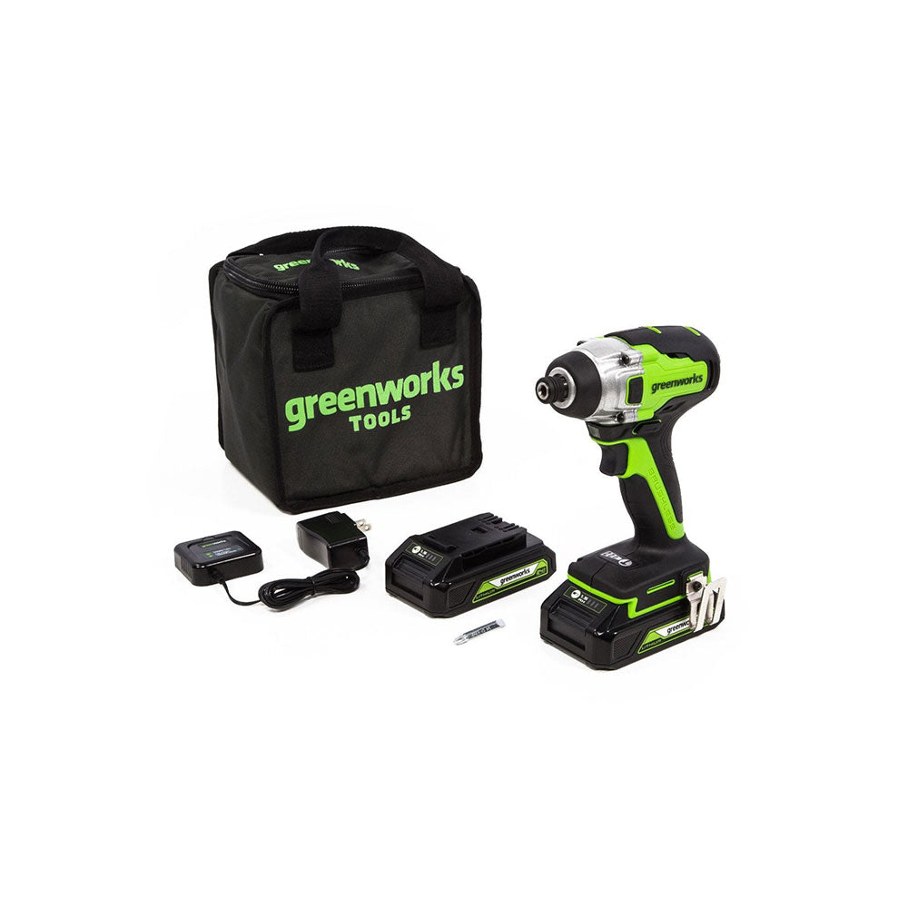 GreenWorks, Greenworks 3803702AZ 24V Brushless Impact Driver Kit w/ 1.5AH USB Batteries