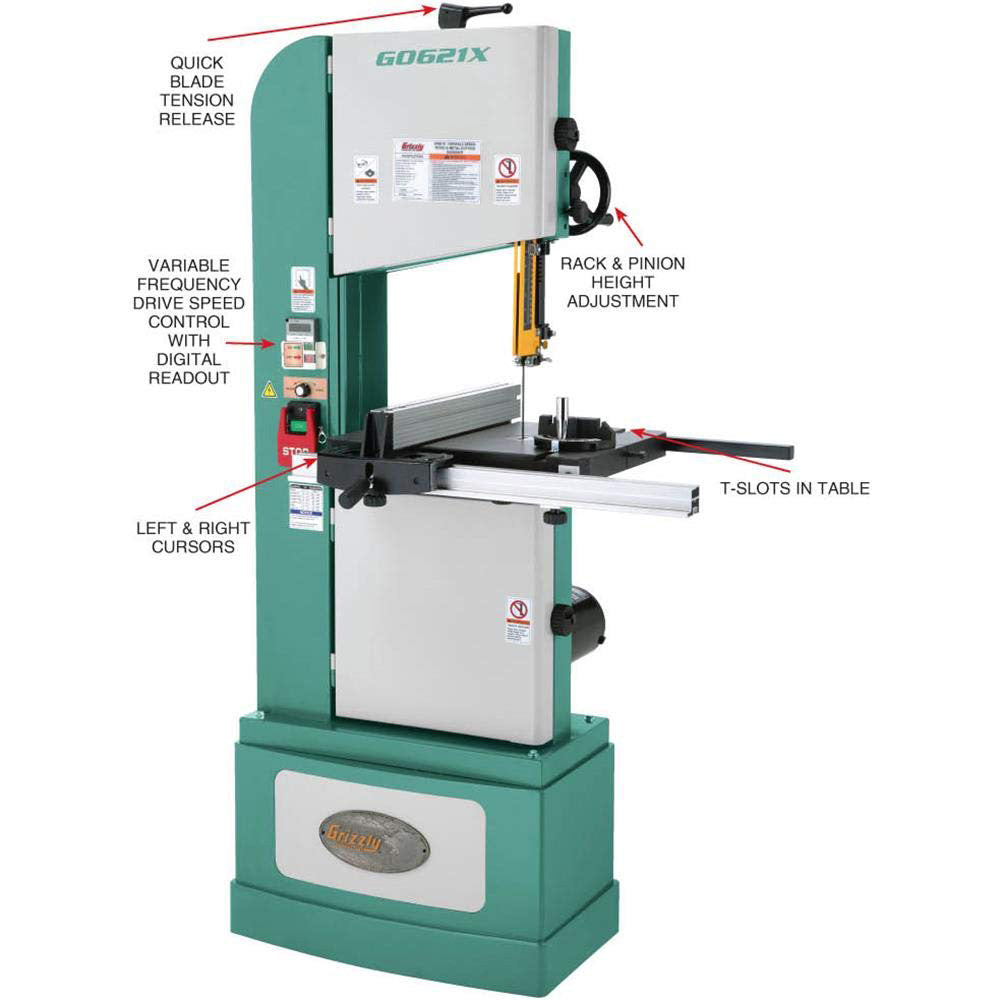 Grizzly, Grizzly G0621X 220V 13-1/2 Inch 1-1/4 Inch HP Vertical Wood Metal Bandsaw