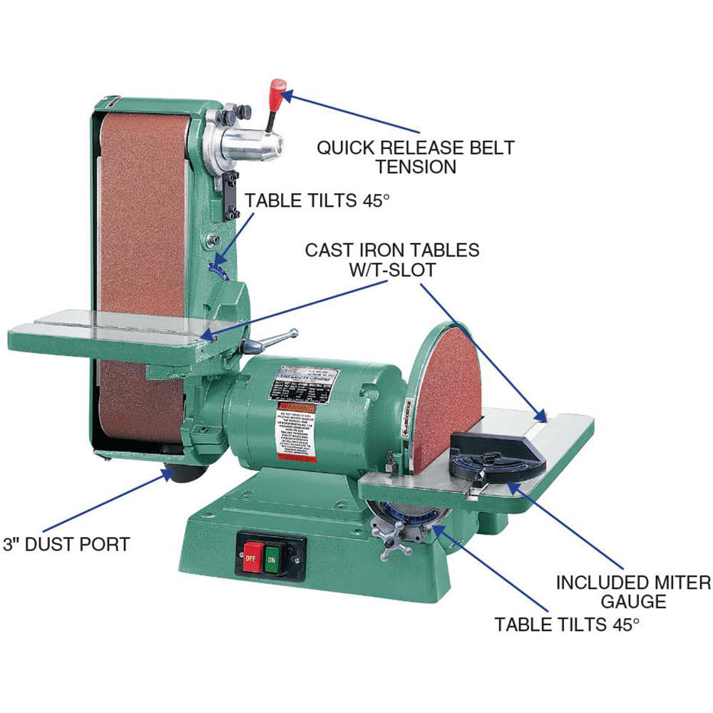 Grizzly, Grizzly G1276 110V/220V 6 Inch x 48 Inch Belt/12 Inch Disc Combo Sander