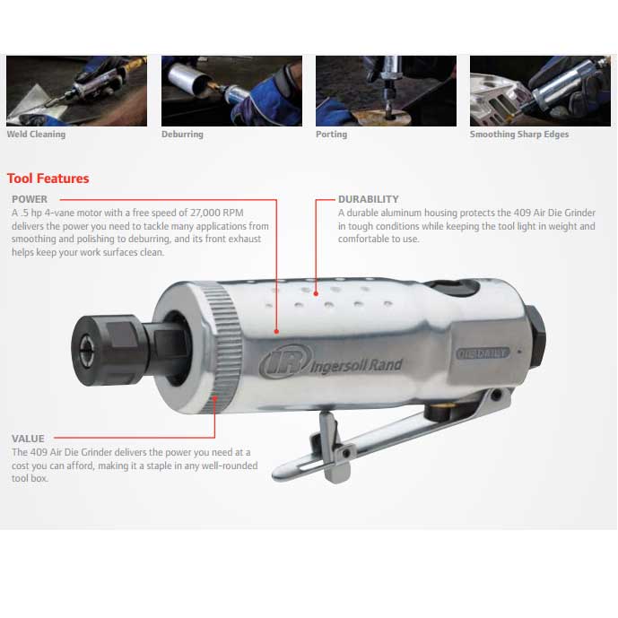 Ingersoll-Rand, Ingersoll Rand 409 Pneumatic Air Straight Die Grinder