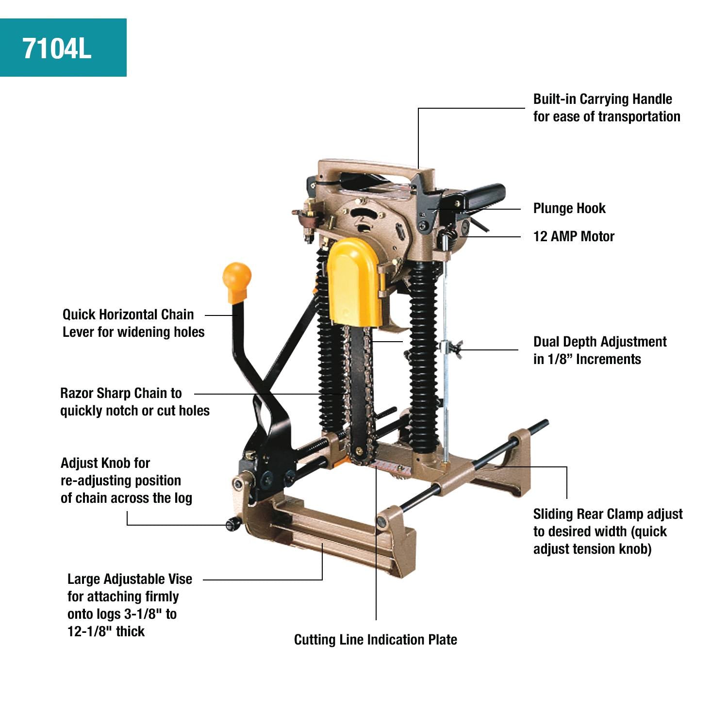 Makita, Makita 7104L Powerful 12 Amp Motor Extremely Portable Chain Mortiser