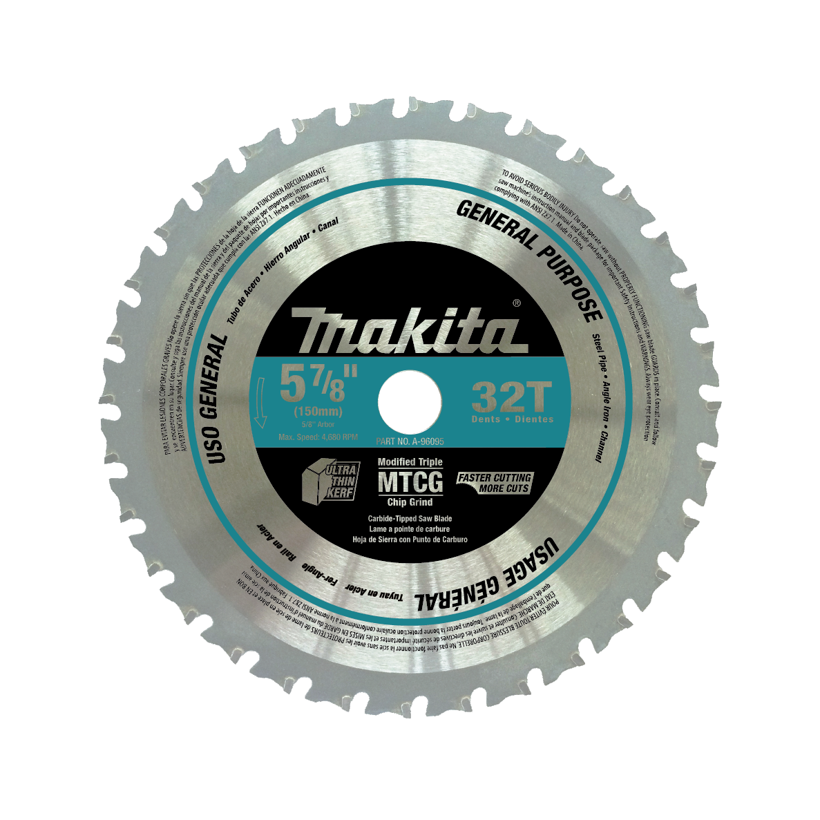 Makita, Makita A-96095 5-7/8" 32T Carbide-Tipped Saw Blade, Metal/General Purpose