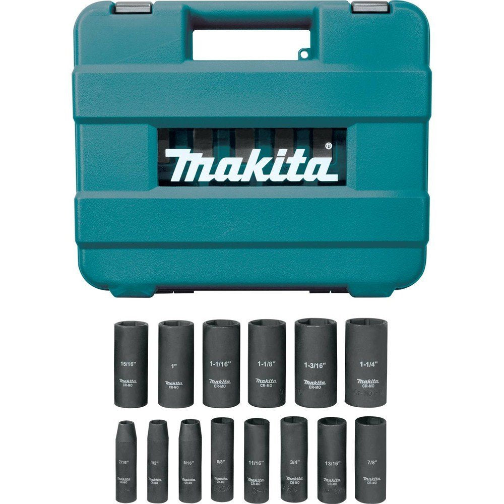 Makita, Makita A-96372 1/2-Inch Drive 6-Point 14-Pc. Deep Well Impact Socket Set