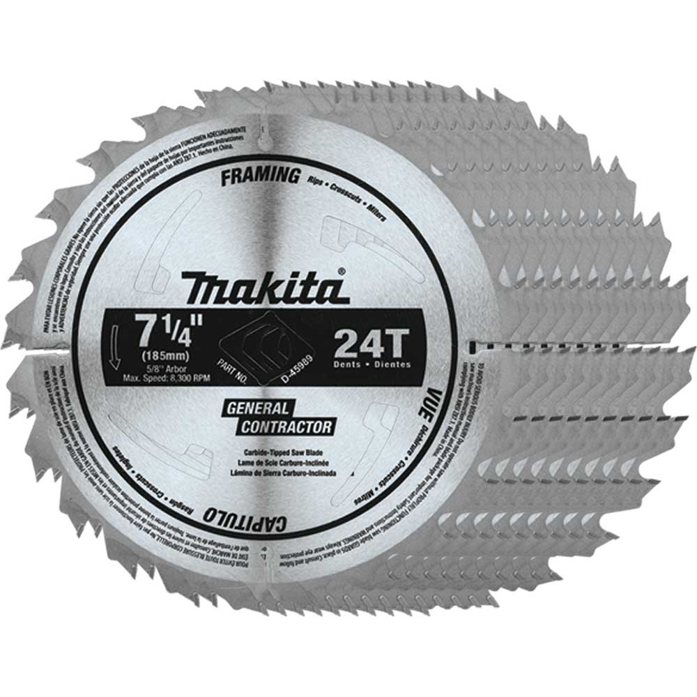 Makita, Makita D-45989-10 7-1/4" 24T Carbide Tipped Framing Circular Saw Blade - 10 PK