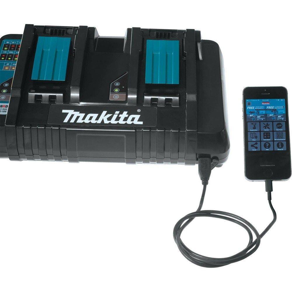 Makita, Makita DC18RD 18V Lithium-Ion Dual Port Rapid Optimum Charger with USB Port