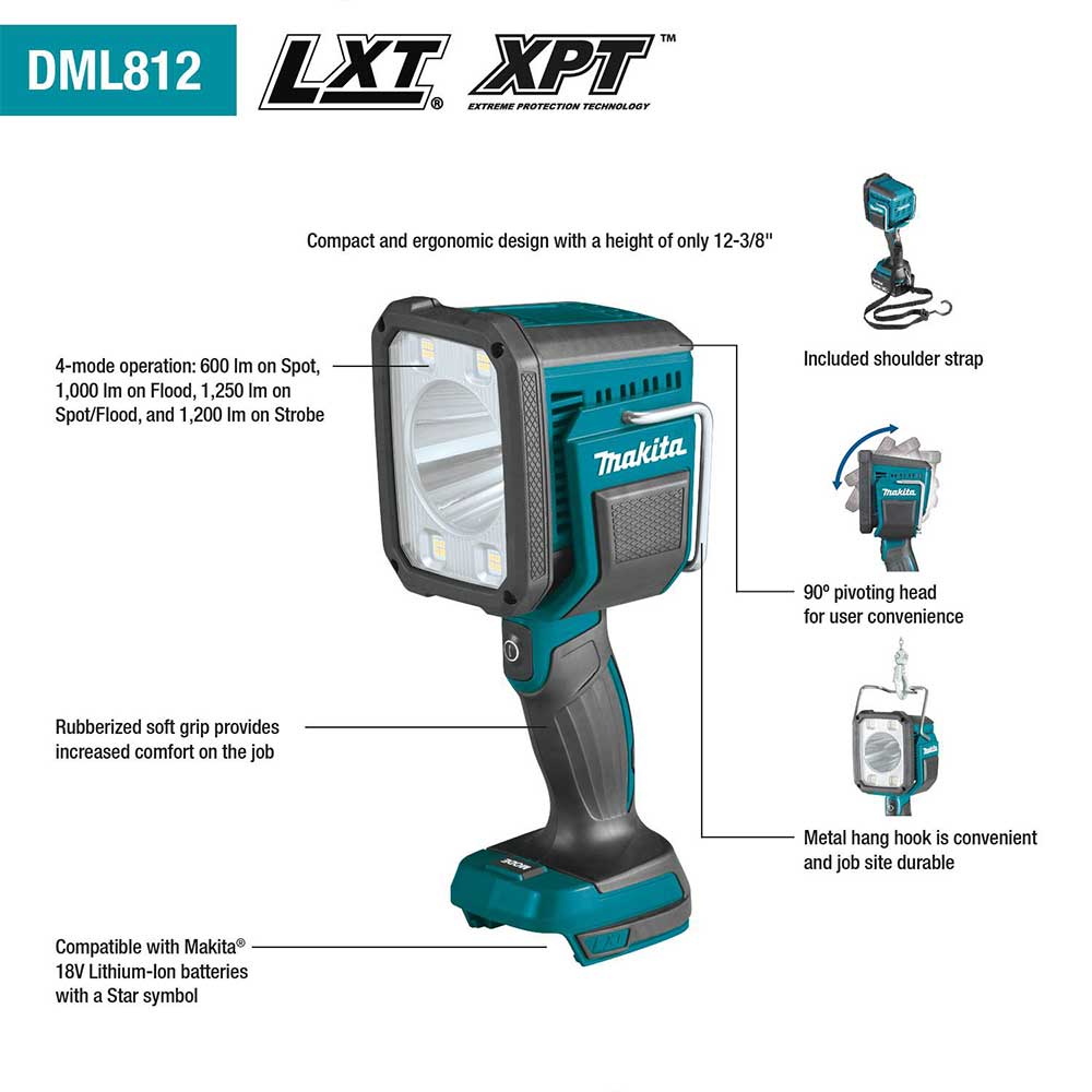 Makita, Makita DML812 18V LXT Li-Ion Cordless L.E.D. Flashlight/Spotlight -Bare Tool