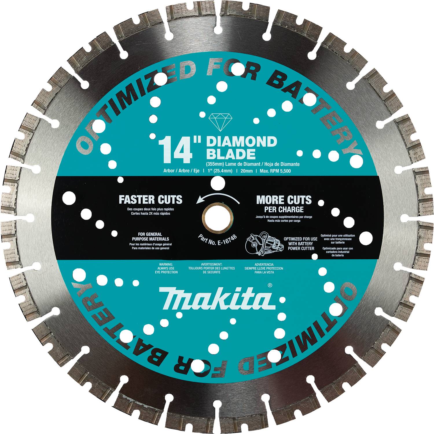 Makita, Makita E-16748 14" Thin Kerf Segmented General Purpose Diamond Blade